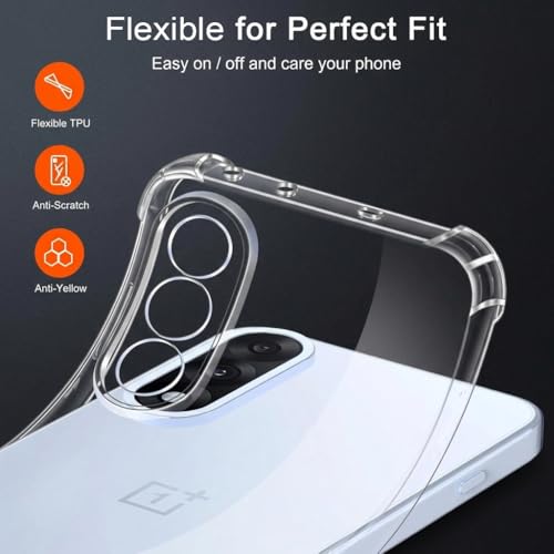 Image of Fashionury 3D Raised Transparent Crystal Clear Back Cover for OnePlus Nord 5 | Shockproof Design | Anti-Slip Grip | Camera Protection | 360 Degree Protection Mobile Case
