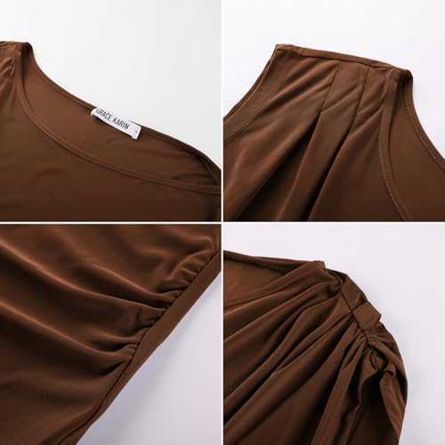 Image of GRACE KARIN One Shoulder Summer Tops for Women Ruched Batwing Asymmetrical Tops Dressy Casual Party Shirts
