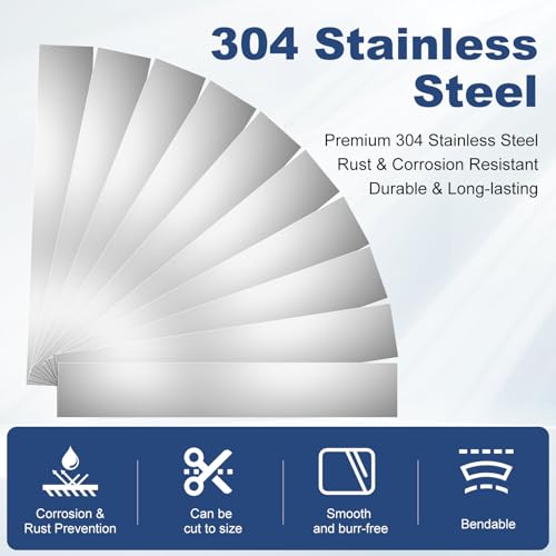 Image of 50 Pcs Shim Stock Assortment, 304 Stainless Steel 1 inch Width x 6 inch Length Metal Shims for Leveling, Gap Filler Trim Strip, DIY & Industrial Use (0.001 inch-0.01 inch Thickness)