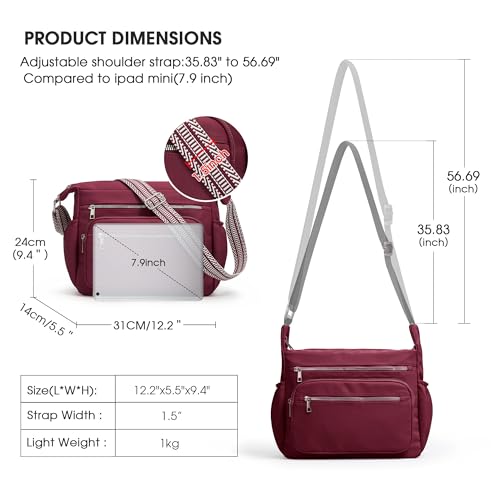 Image of Crossbody Bag for Women, Large Lightweight Nylon Shoulder Purse for Travel | Trendy Crossbody Purse with Roomy Multi-Pocket Design, Large Capacity, Waterproof for Everyday Use, Shopping, Work & Weekend