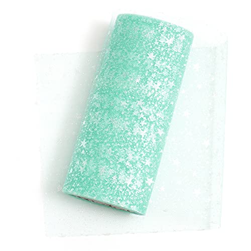 原ウール ラメ入り チュールリボン 生地 星 スター 10m グリーン