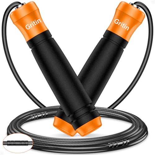 Gritin Corda per Saltare Professionale, Corda per Saltare Impiombata Regolabile con Marcatura in Scala, Manico in Schiuma Morbida per Sport, Fitness, Boxe, Perdere Peso, Esercizio