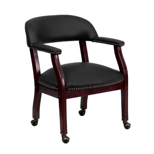 Flash Furniture Black LeatherSoft Conference Chair with Accent Nail Trim and Casters