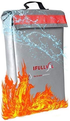 Expanding 12 Pocket File Folder (14.3”x9.85”) Fireproof Document Bag Dual Layer Fire Resistant w/Heavy-Duty Dual Zippers, Handle, Heat-Proof Aluminum & No-Itch Silicone Coated Fiberglass