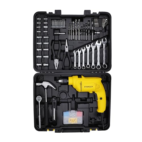 STANLEY SDH550KM-IN 550W 10mm DIY Drill Machine with Mechanical Toolkit for Home and Professional Use (120-Pieces), 1 Year Warranty