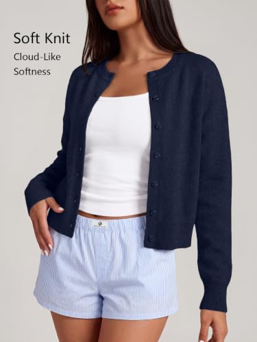 Image of Trendy Queen Cropped Cardigan Sweaters for Women Fall Fashion Clothes 2026 | Lightweight Knit Button-Down, Y2K Open-Front Layering Piece for Fall, Spring & Office Wear
