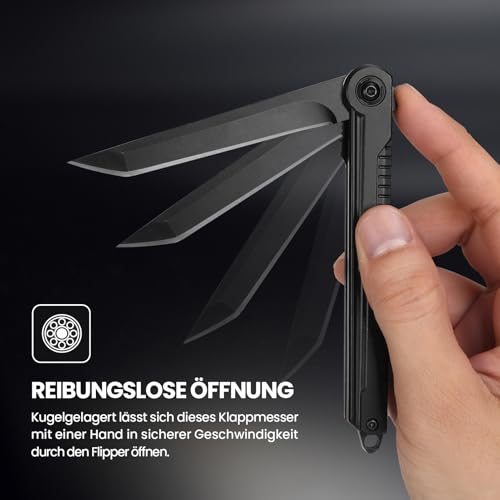 BEEK Tanto Klappmesser Slim, Schwarz Taschenmesser mit Clip, EDC Messer, Outdoor Messer Camping, Geschenke für Männer, Adventskalender Füllung Männer, Gadgets für Männergeschenke, Weihnachtsgeschenke