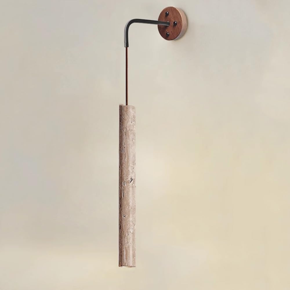 ITOSUI Mid-Century Wood Wall Sconce - Vintage Marble Natural Mount Light, Dimmable Linear Strip Lamp for Home(C Style)