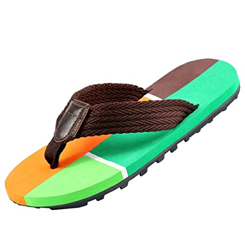 Baymate Herren Kontrast Farbe Zehentrenner Strand Flip Flops Komfort Sandalen Grün 42 Cover
