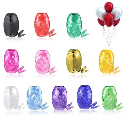 ACONDE 12-volúmenes Multicolor Cinta Regalo: 5mm × 10m Cinta para Globosn - para Envolver Regalos Fiestas Decoración de Boda Florista Manualidades