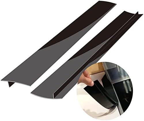 Silicone Stove Counter Gap Cover 21" by Kindga, Easy Clean Gap Filler Sealing Spills Between Kitchen Counter, Appliances,Stovetop, Oven, Washing Machine, Washer, Dryer Set of 2 (Black)