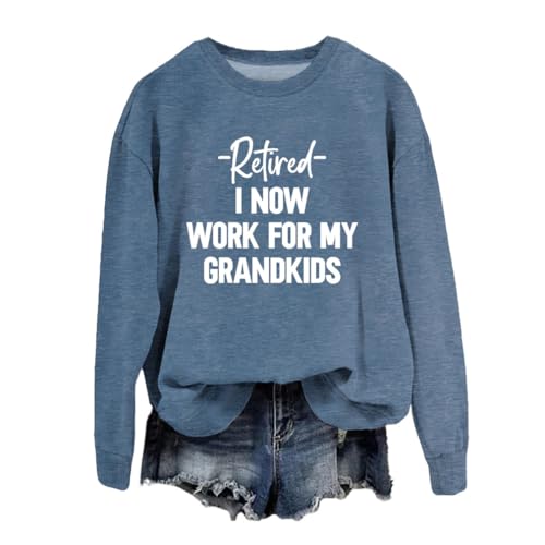 FORHVIPS Retired Grandma Sweatshirt Womens Funny Grandma Retirement Shirt Long Sleeve Crew Neck Lightweight Pullover Tops2