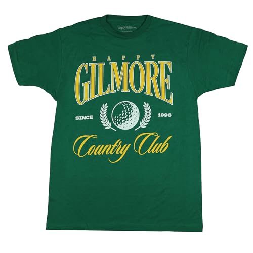 Seven Times Six Happy Gilmore Country Club T-Shirt Mens Movie Inspired Adult Short Sleeve Tee (Medium) Green