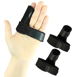 Kecartu 2 Pack Reversible Trigger Finger Splint, Finger Support Stabilizer with Aluminium Bar, Trigger Finger Brace Straightening Supports for Sprains, Injuries, Broken Finger Pain Relief (Black)
