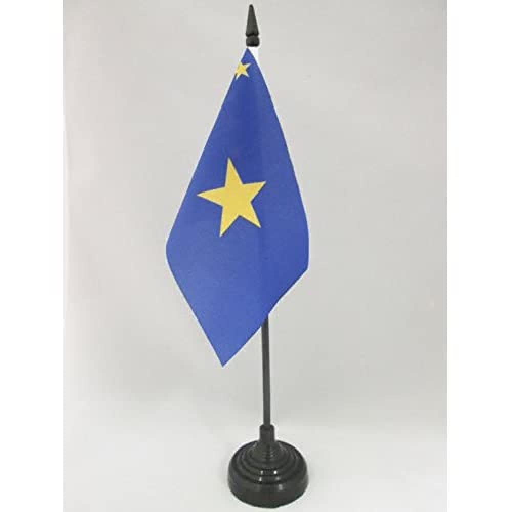 AZ FLAG - Republic of Congo-Leopoldville Table Flag 4'' x 6'' - Congolese Office Mini Banner 100% Polyester 15 x 10 cm - Mini Desk Flag with 10'' Pole and Black Plastic Base — image 1