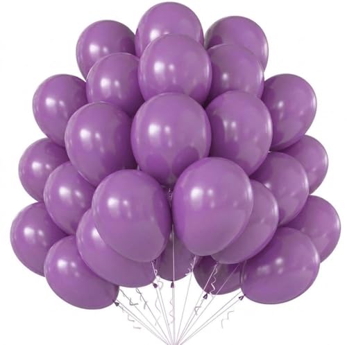 Image of KALOR 10 Inch Mauve Balloons, 100 Pcs Purple Latex Helium Balloons for Kid's Birthday Party Baby Shower Wedding Graduation Graduation Party Decorations
