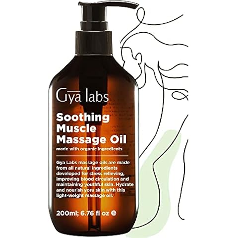 Gya Labs Aceite de masaje relajante y sensual para terapia masaje - Aceite masaje cálido calidad spa para parejas - Infundido con menta y canela Cover