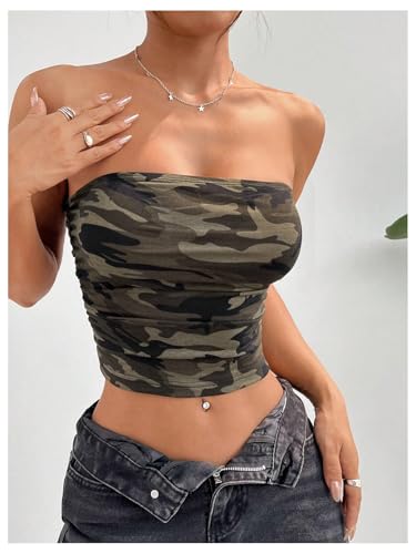 Floerns Women's Solid Bandeau Cropped Tops Strapless Sleeveless Crop Tube Top4