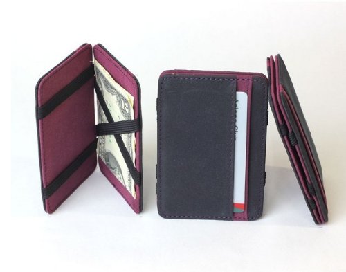 Generic New Mens MAGIC MONEY CLIP Leather Wallet Slim Money Clip Slim Wallet (Purple)