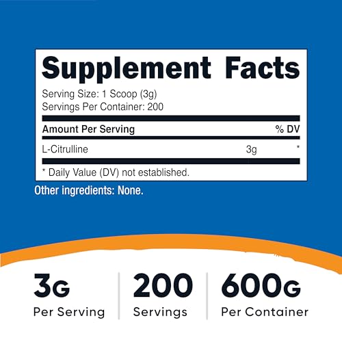 Image of Nutricost Pure L-Citrulline (Base) Powder (600 Grams)