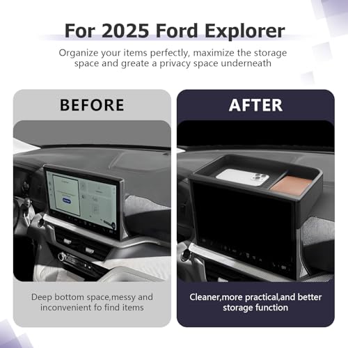 Image of LUWU for 2025 2026 Explorer Dashboard Storage Tray 2025 2026 Explorer Active /ST-Line /Platinum /ST 13.2-inch Behind Screen Organizer Display Box Dash Tray Explorer 2026 (Only for 13.2 inch Screen)