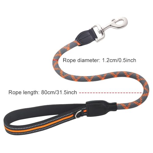 Short Dog Leash, Elastic Nylon Leads, Dog Training Lead Rope with Padded Handle & with Reflective Stitching for Small Medium Large Dogs - Image 2