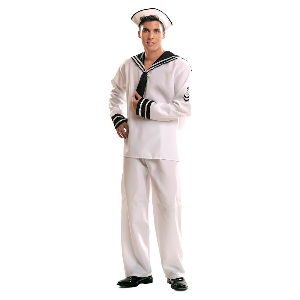 My Other Me Disfraz para hombre adulto de Marinero con gorro, camisa y pantalón en blanco y negro Navega con estilo en tu próxima fiesta temática