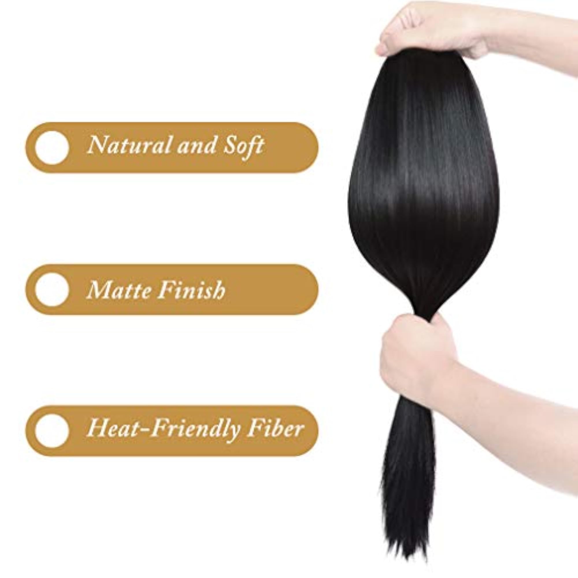 24" 3/4 Full Head Straight Clips in Synthetic Hair Extensions
