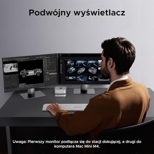 UGREEN Mac Mini M4 dok z 4K DisplayPort do konfiguracji z dwoma monitorami, portami USB 10 Gb/s, dyskiem SSD M.2 NVMe, czytnikiem kart SD/TF i gniazdem audio 3,5 mm Kompatybilny z Mac Mini M4/M4 Pro