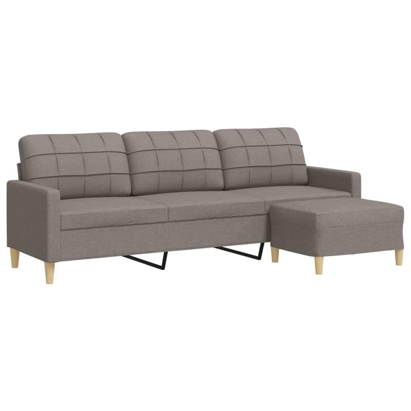 Eleganz Sofá de 3 plazas con taburete Futón 210 cm Tela para Salón | Cómodo y duradero | Moderno Color Taupe | Ideal para espacios pequeños