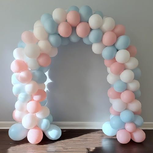 Image of Regular Balloon Combo For Decoration with Glue Dots & Balloon Arch Strip - Party Decor Set For Easy Party Setup (PINK BLUE WHITE, 100)