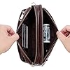 Mens Leather Clutch Organizer Wrist Bag Wallet with Credit Card Protector Slots, D-coffee, With Card Slots #3