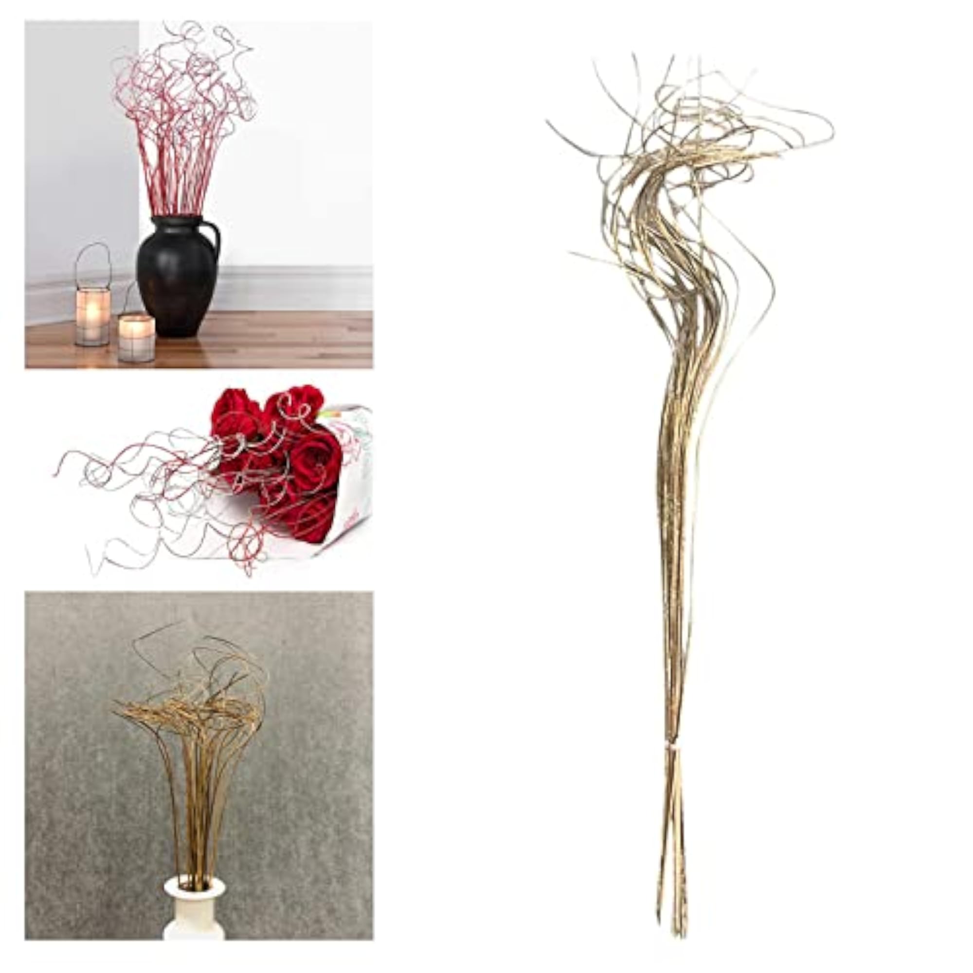 30Pcs Sparkle Curly Bamboo Branches