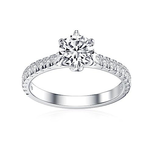 1.0 CT Center Round Cut Moissanite Anniversary Wedding Engagement Ring Women, White Gold Moissanite Wedding Ring,Moissanite Promise Rings