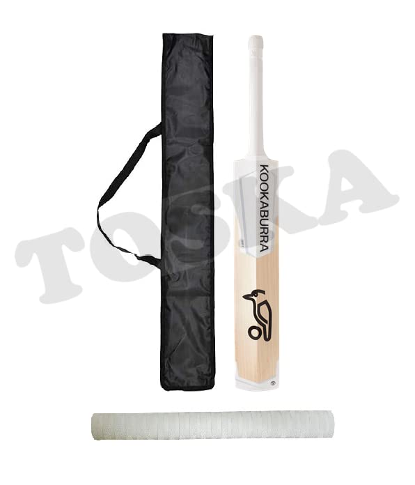TOSKA Full Size Tennis Ball Kookaburra Cricket Bat & One Grip & Bat Cover for Rubber/Plastic/Cosco Ball (Men|Women) (White) (B09VZQ6SKJ) Amazon Price History, Amazon Price Tracker