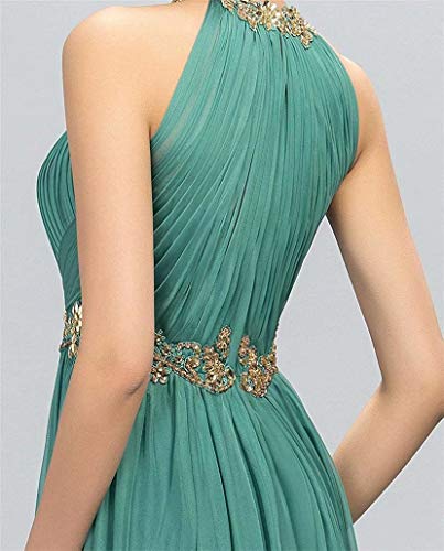EEFZL Gold Beading Prom Dress Bridesmaid Dress Long Pleats Formal Evening Gown2