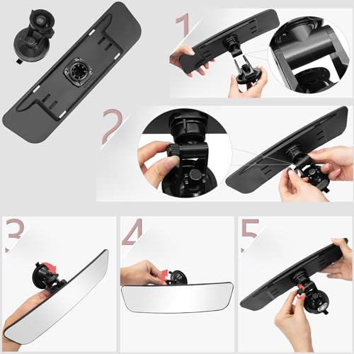 image for LECAMEBOR Rear View Mirror,Universal Anti-glare HD Adjustable Car Pano