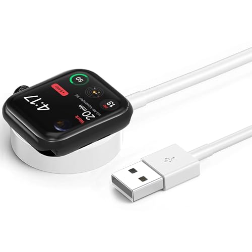 Image of Vaku Luxos USB A 3.0 Magnetic iWatch Charger Cable Compatible for iOS Smartwatch 1 Meter Wireless Fast Charging Cord for Ultra 11 /10 /9 /8 /7 /6 /SE2 /SE /5 /4 /3 /2 /1- White