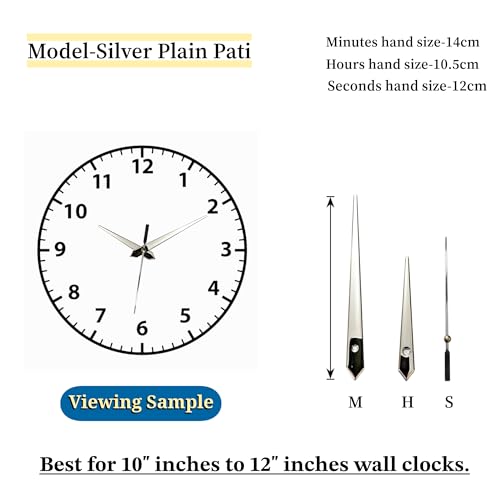 Image of Glossy Silver Metal Clock Hands Replacement Set - Modern Metallic Needles for DIY Wall Clock Making, Resin Art & Crafts (Set of 1) (Plain Pati Silver)