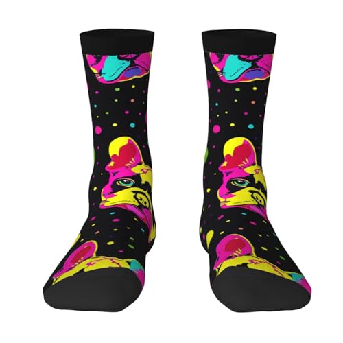 AYCZN Colorful Bulldog Socks for Men Women Cute Dog Casual Athletic Crew Socks Warm Gifts, 3, One Size