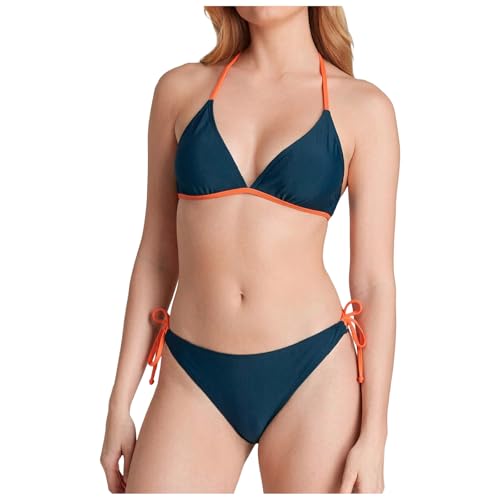 Bikinis Mujer 2026 Conjunto Bikinis Mujer Traje De Baño Conjunto Bañador Sexy Sólido Cuello En V Cruzado Delantero Bañador Natacion Bañadores Dos Piezas