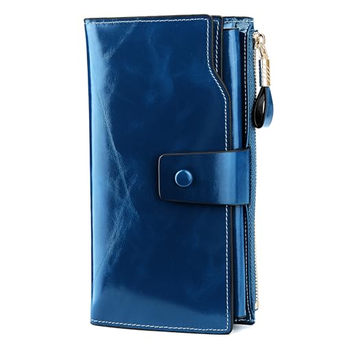 Image of YALUXE Women's RFID Real Leather Wallet with 21 Card Slots Phone Pocket