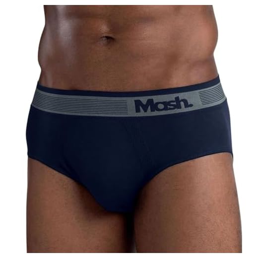 MASH Cueca Slip Sem Costura Microfibra De Poliamida Toque Macio Masculina, Azul Marinho, G