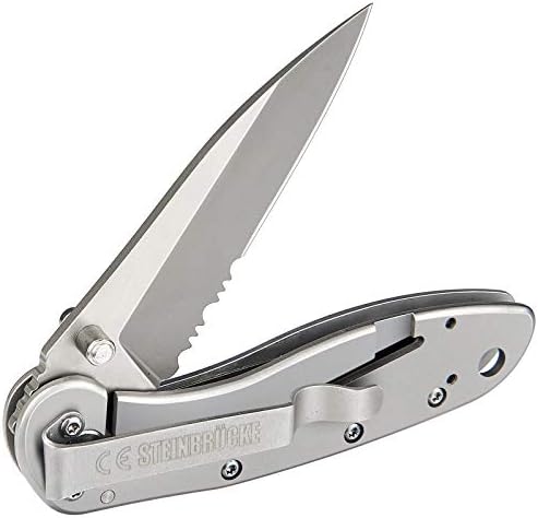 Motovecor Folding Pocket Knife with Clip - Pocket Knives for Men,3.1” Sandvik 14C28N Stainless Steel Blade Titanium Coated Serrated, SS410 Handle with Reversible Clip, Great for Fishing, Camping and Survival