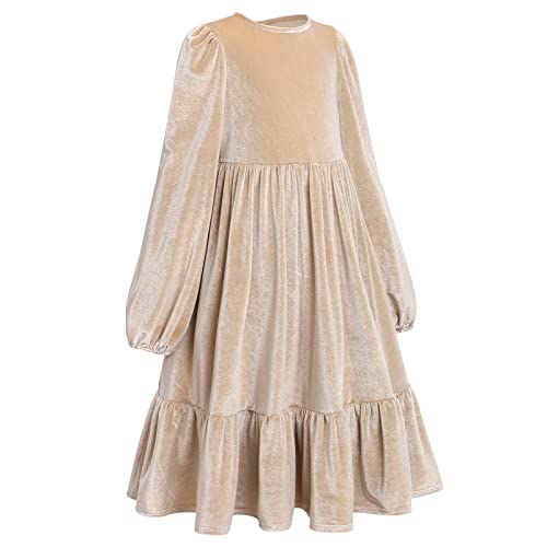 IWEMEK Girls Vintage Velvet Dress with Pockets Long Sleeve Casual Dress Bridesmaid Performance Christmas Pageant Maxi Gown2