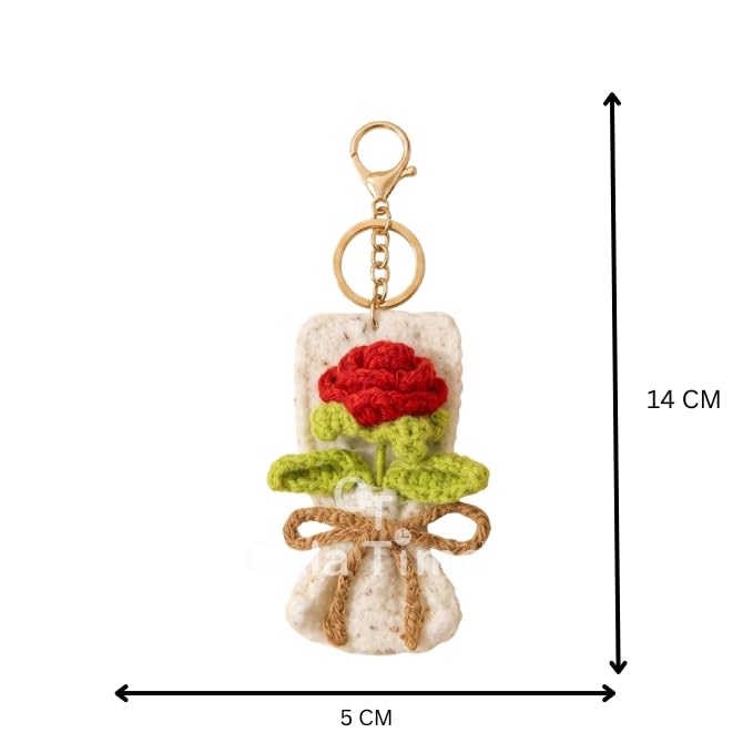 Image of Handmade Crochet Flower Keychain for Bags Keys Purse Backpack Cute Aesthetic Yarn Keyring Bag Charm Handmade Soft Thread Flower Keychain for Girls Women Kids Gifting and Daily Use