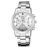 ITVIP Montre haut de gamme Genève en acier trois yeux et six aiguilles avec calendrier pour homme d'affaires Bracelet 245mm I