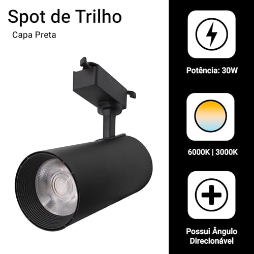 Spot Para Trilho Eletrificado Preto Led 30w Luz Frio