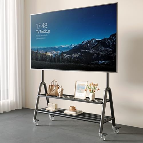 Soporte móvil para TV de piso con ruedas negro miniatura 1