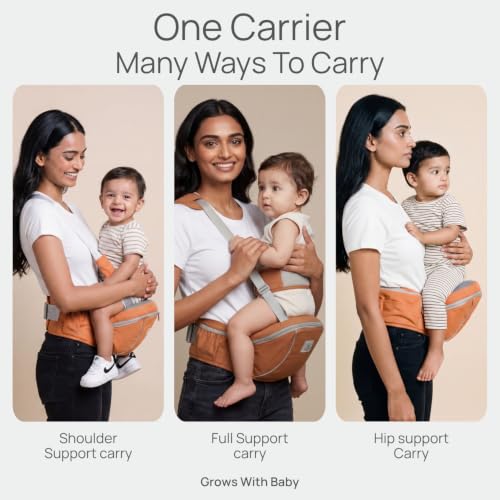 Image of Haus & Kinder Kangaroo Nest Baby Carrier for 0 to 3 Years Baby, 2-in-1 Hip Seat Baby Carry Bag for Newborn to Toddler, Ergonomic Front & Back Carry Kangaroo Bag, Adjustable Straps, Breathable, Up to 20 Kg
